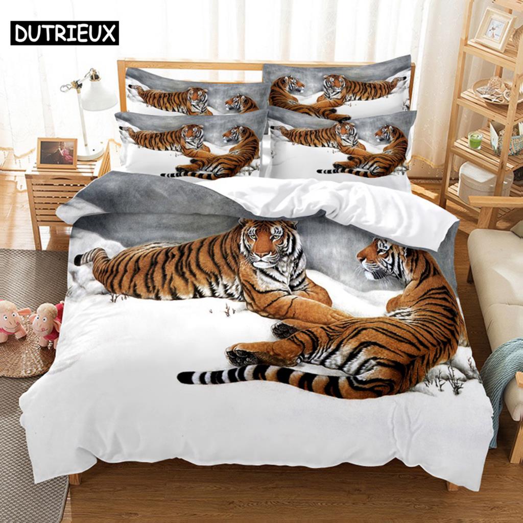 Tiger Duvet Cover Set King Size 230x260 Double Bed Single Queen Full Animal Quilt Case Linen 3D Pillowcase Twin Bedding Sets