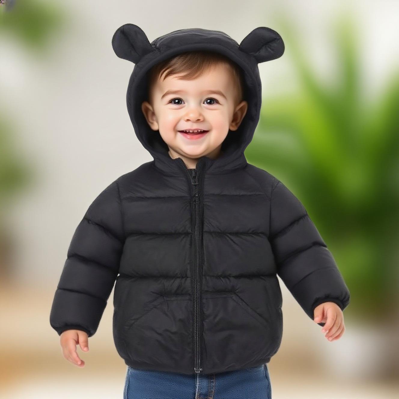 

865 Kids Down Cotton Jackets for Toddlers: Warm Winter Hooded Coats for Boys and Girls. Size 130 чорний