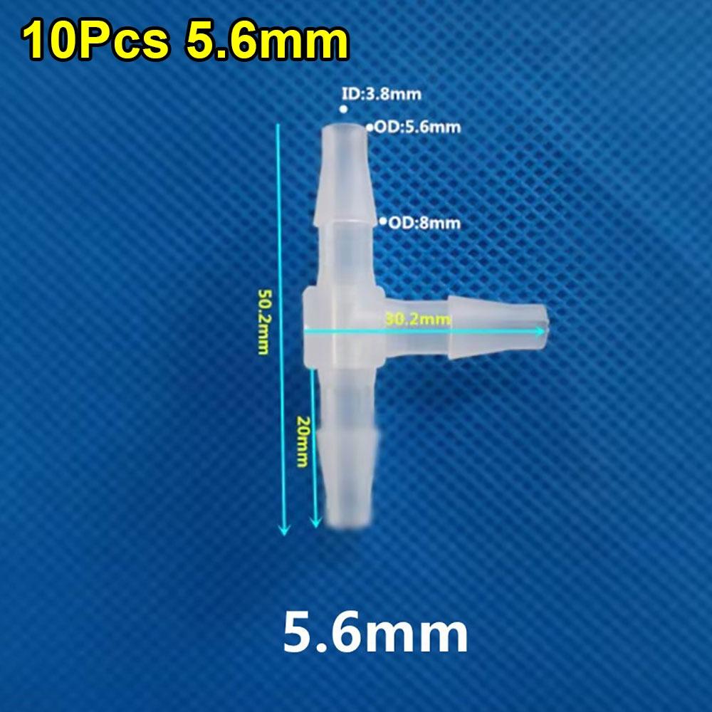 10Pcs 1.6-15.8mm T-Type Tee Connector Equal Diameter Plastic 3 Way Connector PP PE Soft Hose Fittings