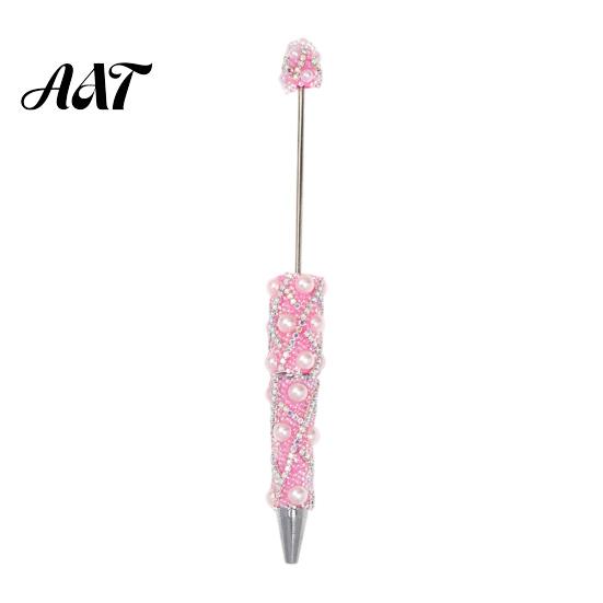 Handgemachter Schmuck Geschenkideen DIY Stift zum Bestücken mit Perlen, Glitzernde Strasssteine und Kunstperlen Perlen-Kreativgeschenke für Schwestern Schwarzer Kugelschreiber Büro