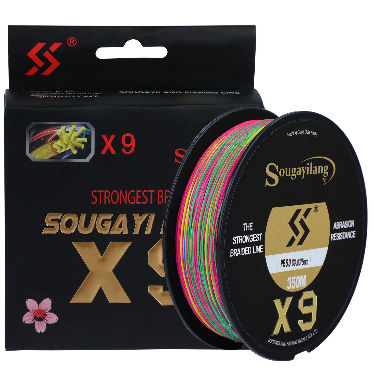

Sougayilang Аутентичная леска высшего качества из 9 нитей, суперпрочная и прочная плетеная леска из полиэтилена 150m-0.128mm-17lb разноцветный