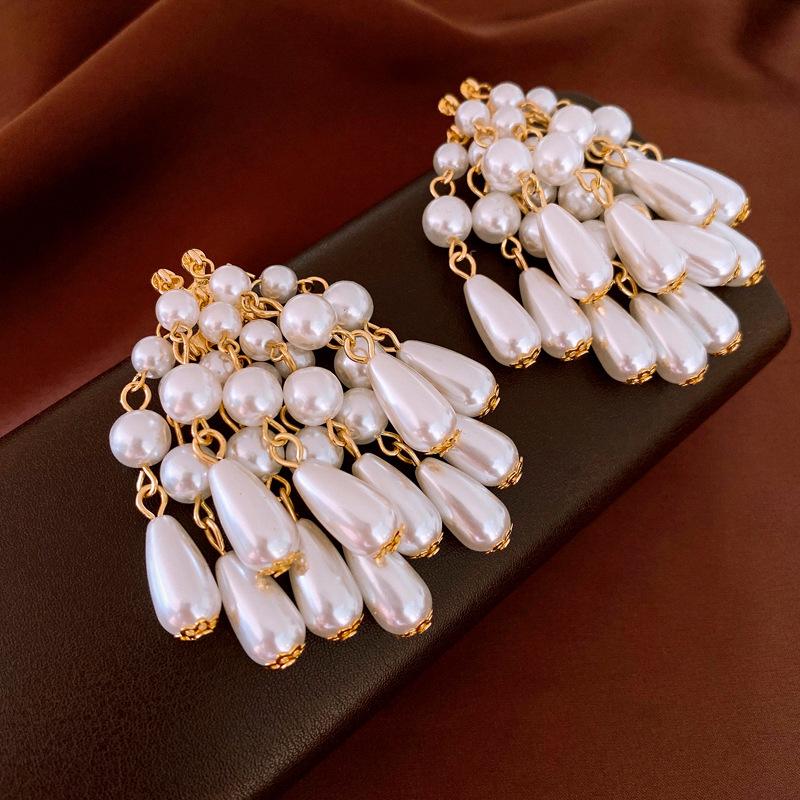 

Изысканные французские ретро серьги-подвески с жемчужными кисточками: Высококлассные, универсальные и модные серьги для женщин