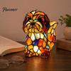 Pastoral Style Study Table Lamp Vintage Stained Glass Desk Lamp, Cute Animal Night Light, Decorative Cozy Warm Light for Reading Bedroom Bedside Kids