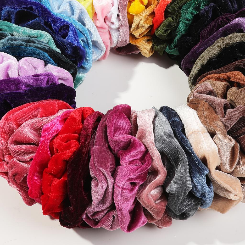 40 Pcs Multicolour Scrunchies for Women,Velvet Elastics Hair Ties Ponytail Holders for Thick Hair,No Damage Great Gift