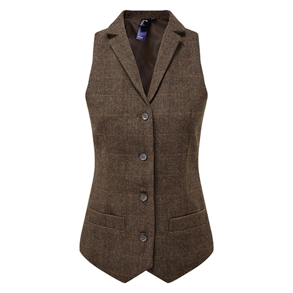 Premier Womens/Ladies Checked Herringbone Waistcoat