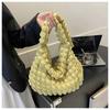 Wrinkled Design Embroidered Plaid Shoulder Bag Underarm Bag Simple Large Capacity Quilted Tote Bag for Women