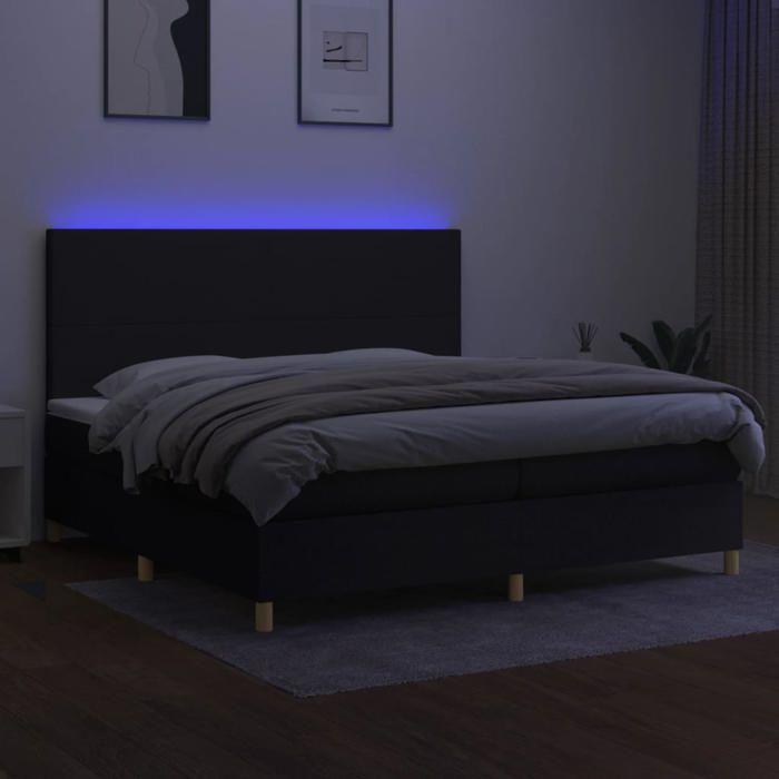 Maison Exclusive - Sommier à lattes de lit et matelas et LED Noir 200x200 cm Tissu