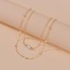 Simple, pearl necklace double stacked metal chain neck chain collarbone chain