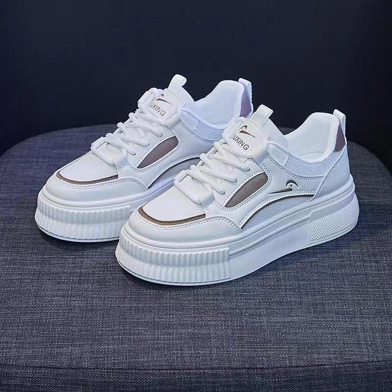 

thick-soled mesh white shoes for women show high and versatile 2025 spring and summer new popular casual board shoes niche mesh shoes for women 35 коричневий
