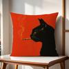 A Vintage Black Cat Smoking Cushion Cover For Pillow Printing Sofa Decoration Home Car Room Coffee Shop Office Nordic Simplicity