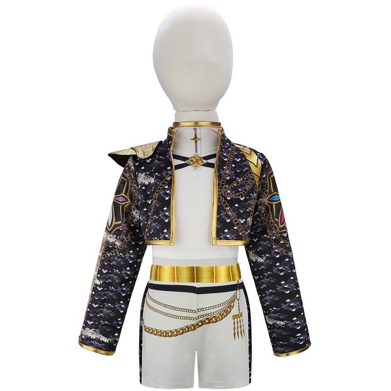 Kids Girls POP Singer Rumi Printing Party Cosplay Costume Children Super Star Stage Show Top Shorts Jacket Set Dress Up Halloween Outfit