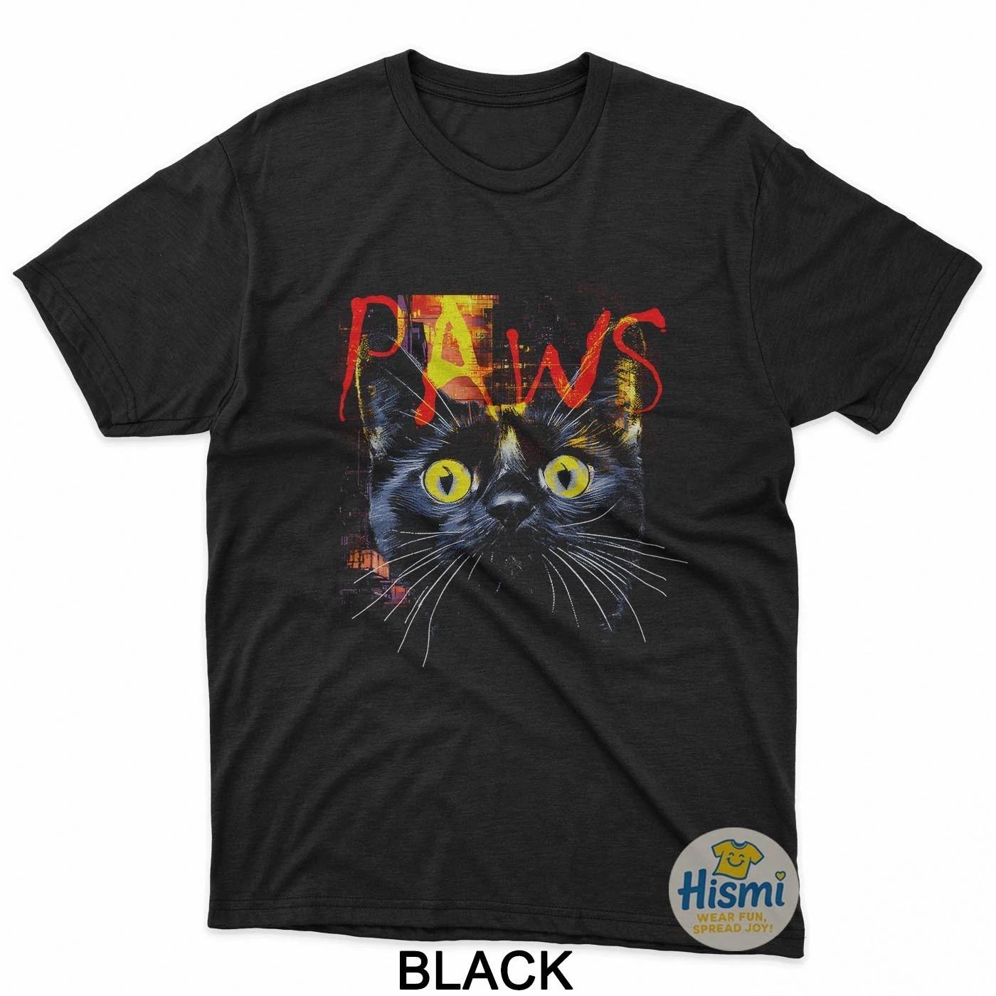 PAWS Cat Glitch Art Abstract Aesthetic T-Shirt S
