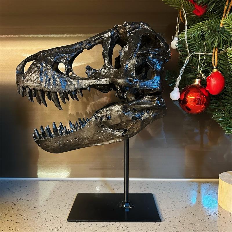 Dinosaurierschädel Ständer Realistisches Skelettmodell Premium Harz Museumsstil Heim Schreibtisch Dekoration Für Männer Geschenk Geburtstag