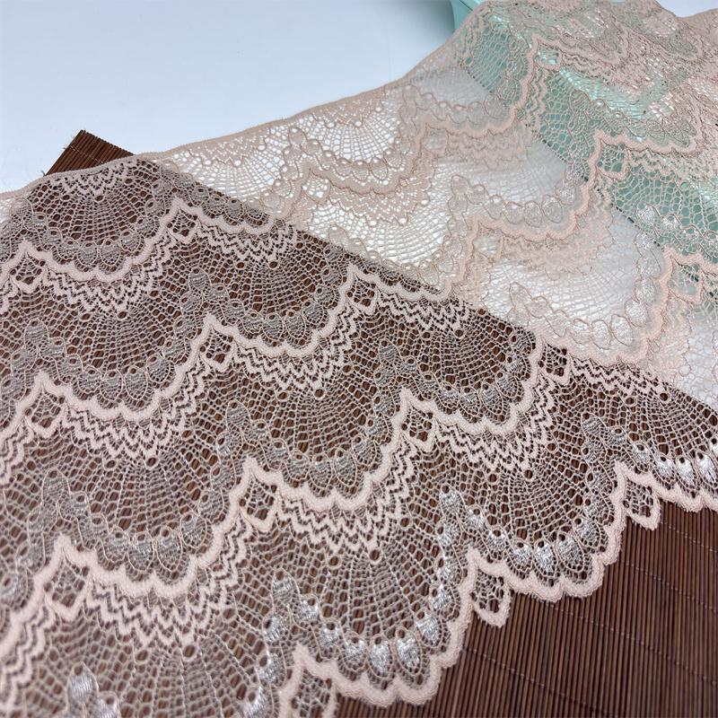 22.5cm Wide Beige Spandex Lace, DIY Sewing Vintage Stretch Lace Trim for Wedding, Lingerie, Bra, Underwear, Dress, Garment, Home Decor, Crafting