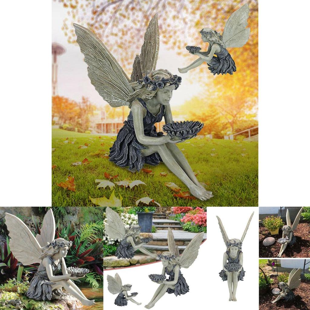 Enchanting Sitting Fairy Garden Statue Crafted From High-quality Durable Resin
