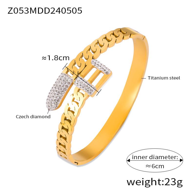 Elegant Cross-Border Full Diamond Titanium Steel Bracelet: Fashionable Hollow Chain Design