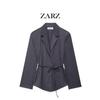 ZARZ Women's Classic Pinstripe Suit Jacket with Belt