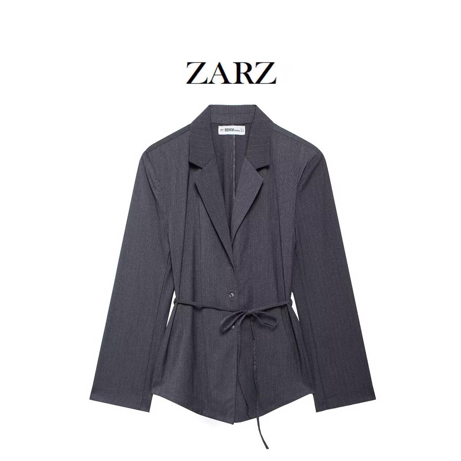 

ZARZ Women s Classic Pinstripe Suit Jacket with Belt XS