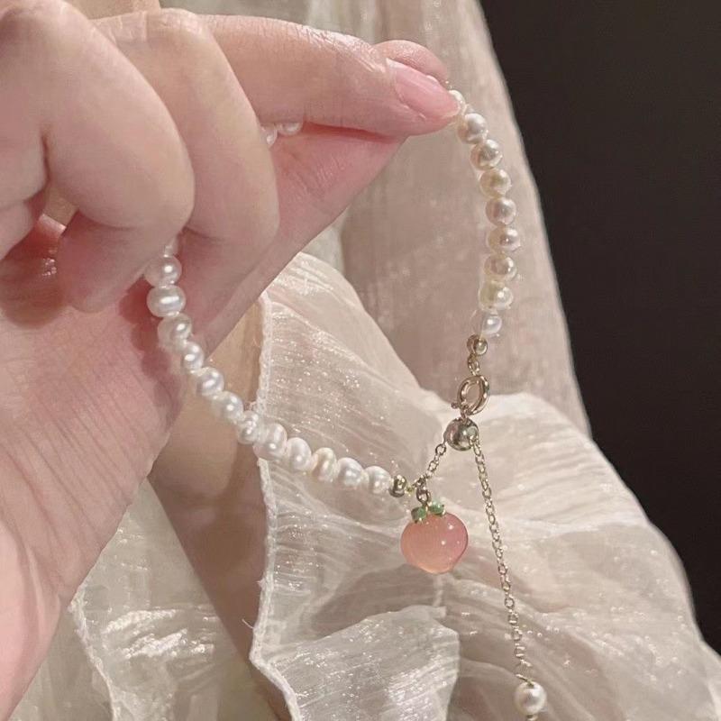 Strip imitation pearl aquamarine bracelet female niche design temperament girlfriend birthday