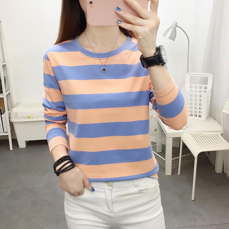 

Женский облегающий топ с длинными рукавами больших размеров на осень — стильный, подчеркивающий фигуру, бросающий вызов возрасту XL (121-135 lbs) оранжевый/синий