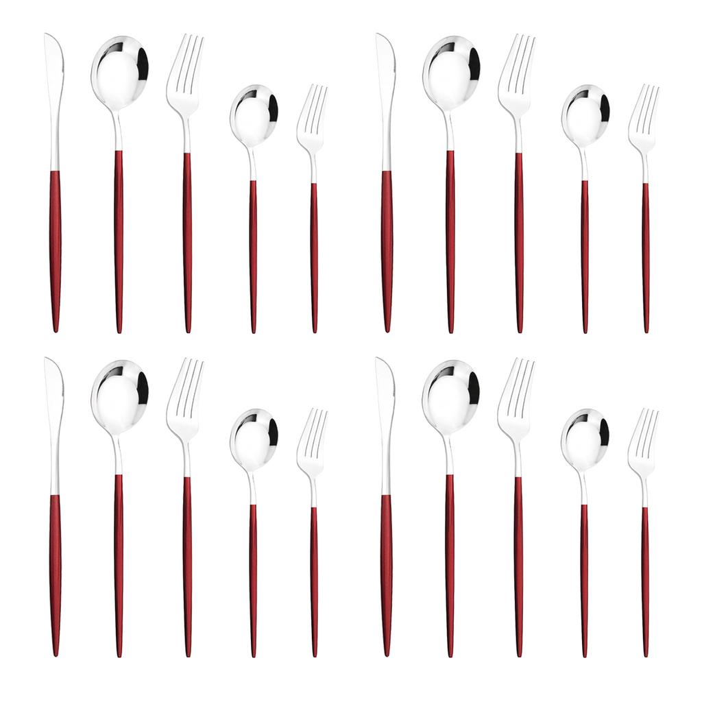 20Pcs Gold Dinnerware Set Knife Dessert Fork Spoons Cutlery Flatware High Quality Stainless Steel Silverware Kitchen Tableware