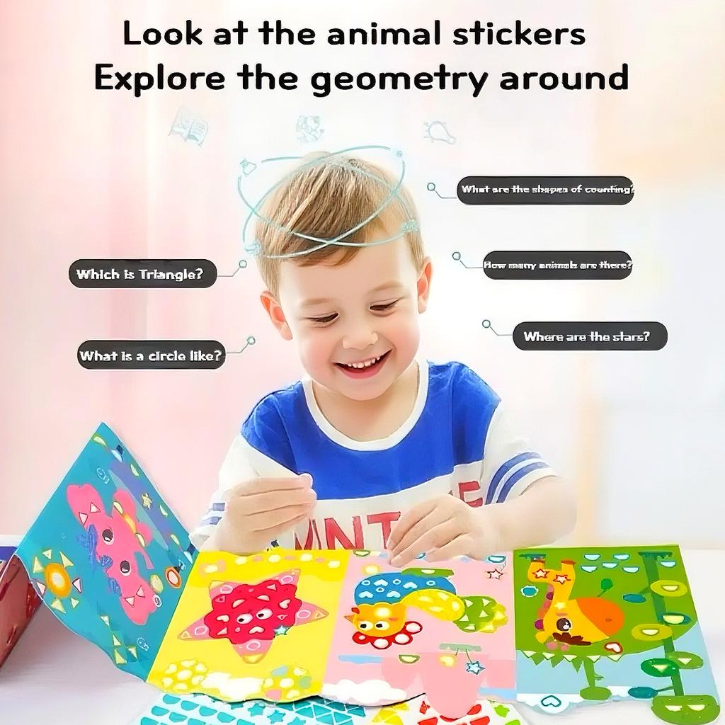 400pcs Colorful Dot Stickers Inside! Kids’ Geometric Sticker Book – Long-Format Mosaic Art, Boost Focus & Hand-Eye Skills