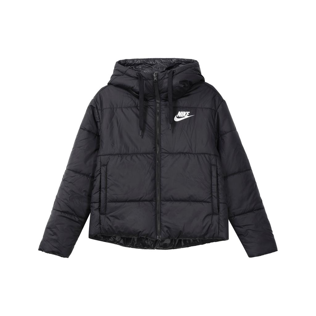Nike Logo Reversible Casual Sports Hooded Cotton Jacket Women Jacket Black 939361-010