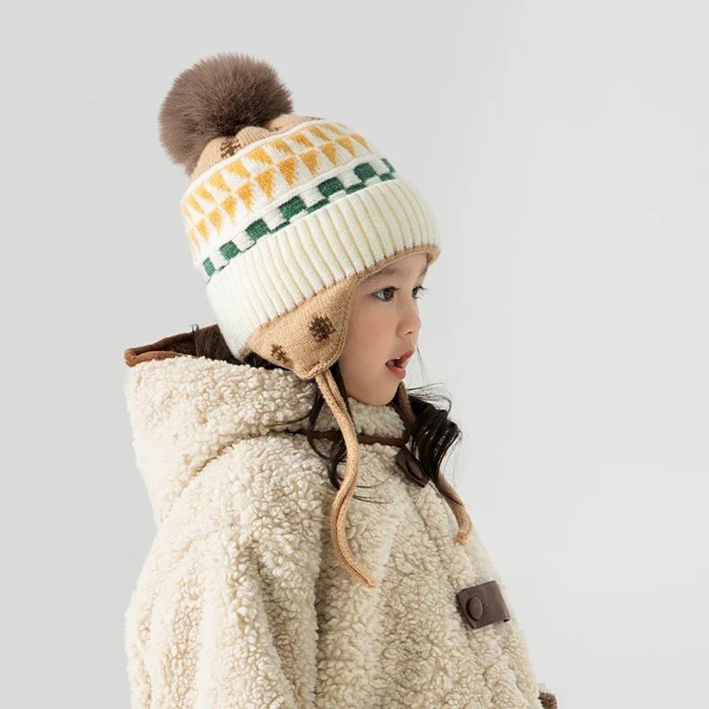 Soft Ear Protection Hat Wool Children Beanies Winter Warm Kids Cap  Baby