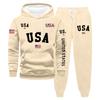 Men's Large Size Solid Color Printed Sweatshirt Set Men's Casual Sports Suit Sweatshirt Set