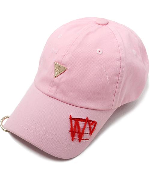 Heiteo Ulen Metal Distressed Gold Piercing Ball Cap Pink