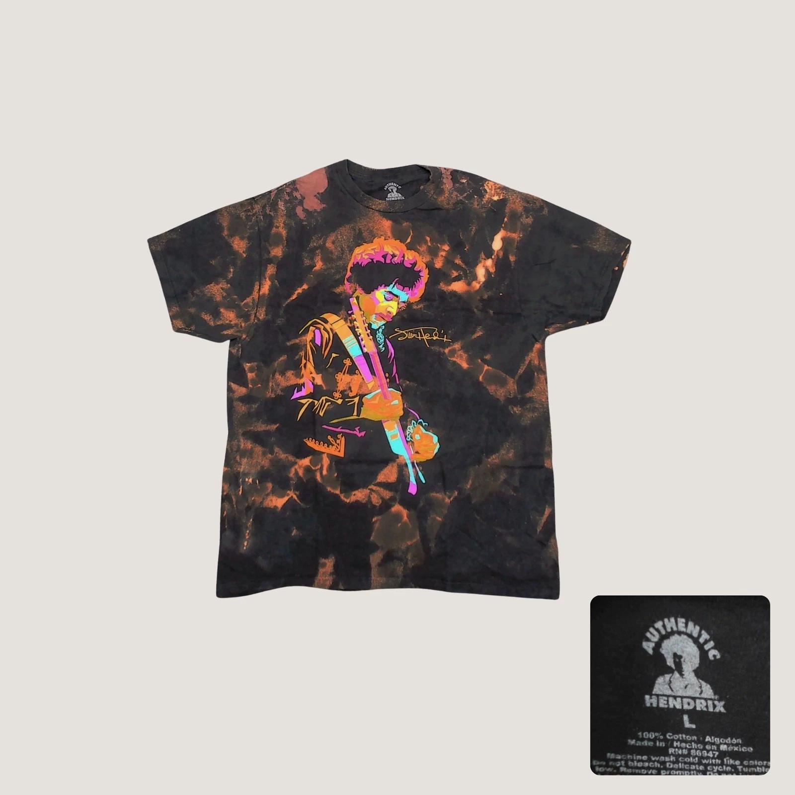 

Authentic Hendrix Jimi T-Shirt Neon Bleach Tie Dye Medium M