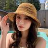 Ice Silk Knitted Woven Sunshade Hat for Women Summer Outdoor Travel Sunscreen Hat Hollow Breathable