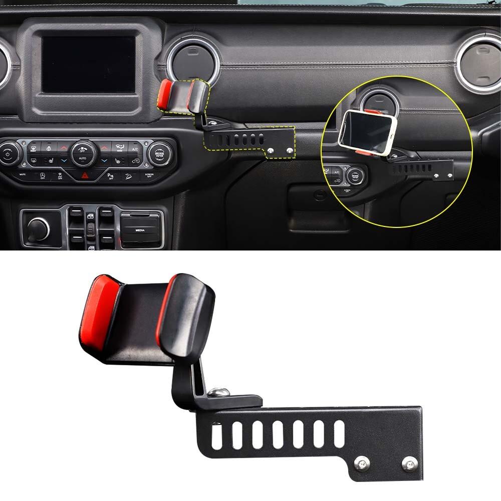 Passenger Side Handle Phone Holder Mount Stand for 18+ Jeep Wrangler JL JT Black