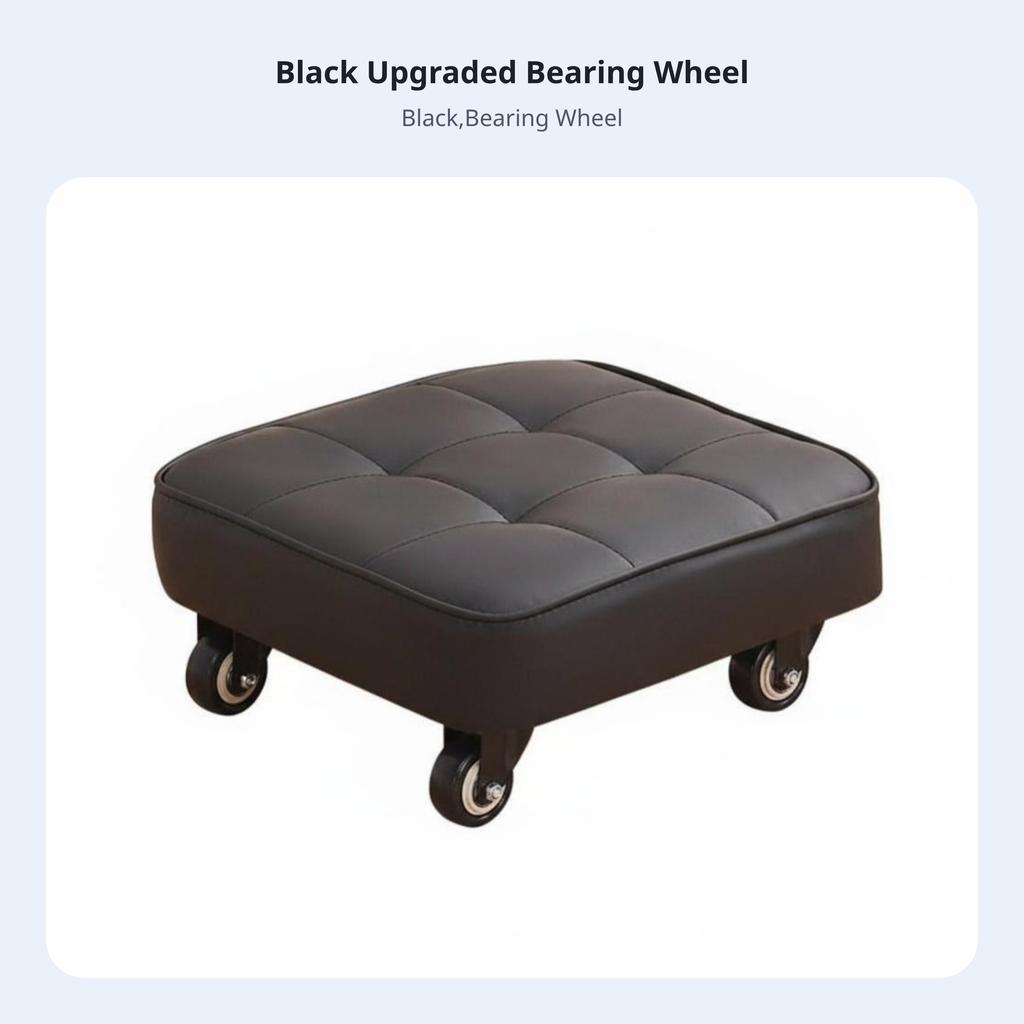 Low-Height Wheeled Seat 360-Degree Mobility Tufted Wheeled Ottoman Versatile Silent Wheels for Parents, Adults, Home, Entryway