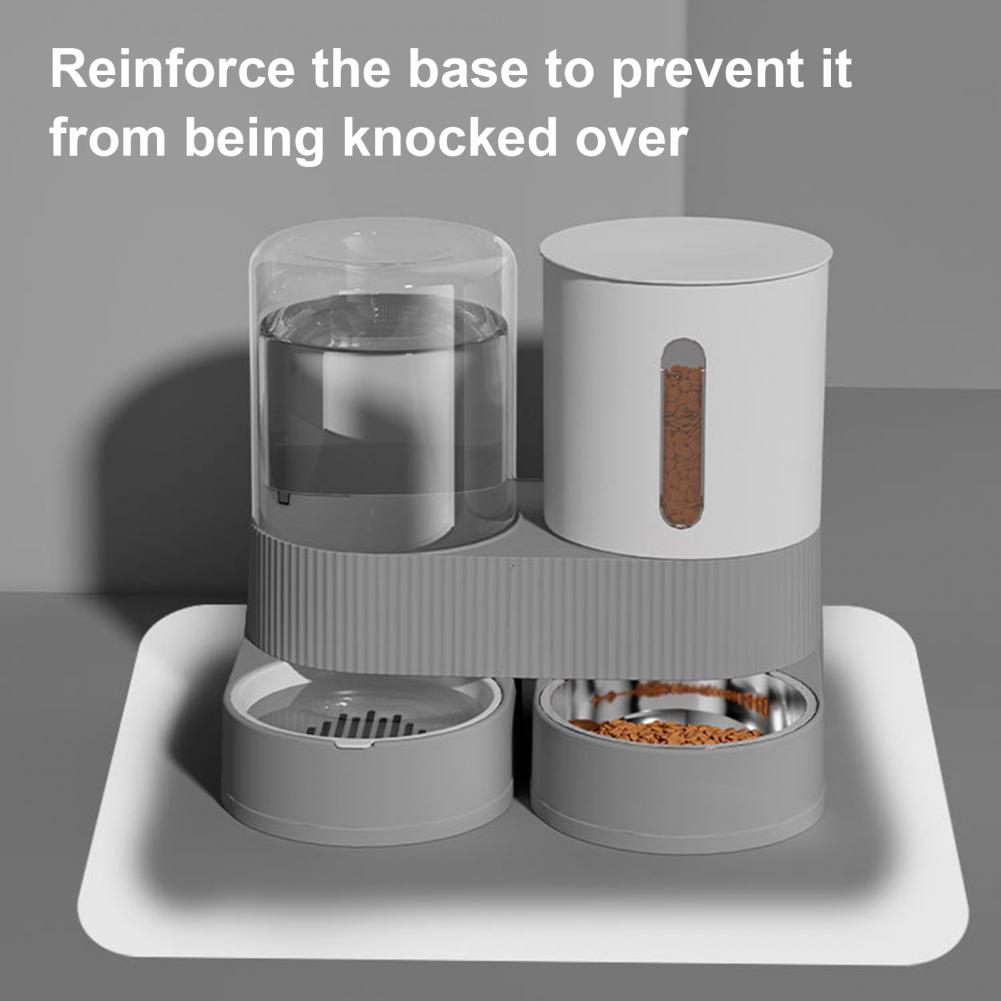 Automatic Cat Feeder Automatic Pet Feeder Water Dispenser Set for Cats Dogs 2-in-1 Food Bowl with Stainless Steel Insert