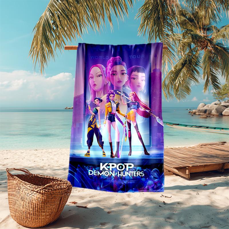 Kpop Demon Hunters Rumi Soft Beach Towel Outdoor Vacation Beach Towel Outdoor Absorbent Bath Towel Blanket Beach Towel Portable For Travel Outdoor Cam