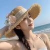 Boho Lace Flower Straw Hat Tassel Edge Women's Sun Hats Fashion Weave Flat Cap  Outdoor