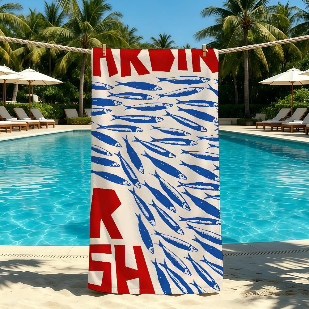 Colorful Sardines Towel For Outdoor Camping Beach Towel Super Absorbent Quick-Drying Summer Towel