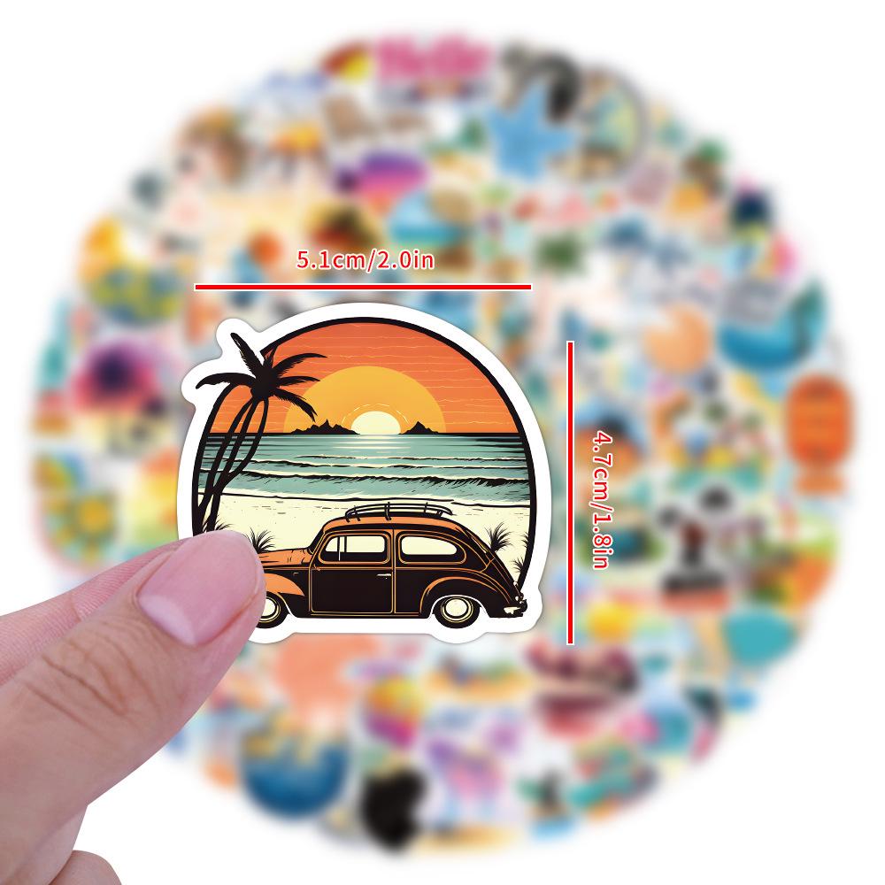 Summer Beach Coconut Tree Graffiti Stickers - 120 Pcs for Skateboards, Cars, Phones, Water Bottles