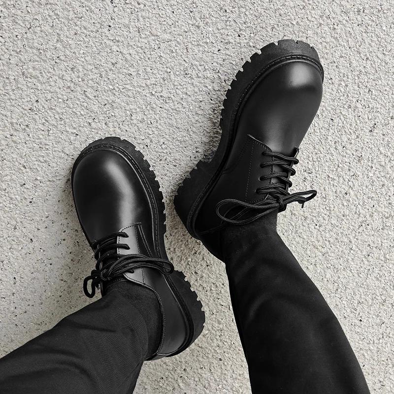 Fashion Trendy Men's Casual Leather Shoes Breathable PU Versatile Non-slip Motorcycle Leather Shoe Wedding Banquet Business Formal Shoes