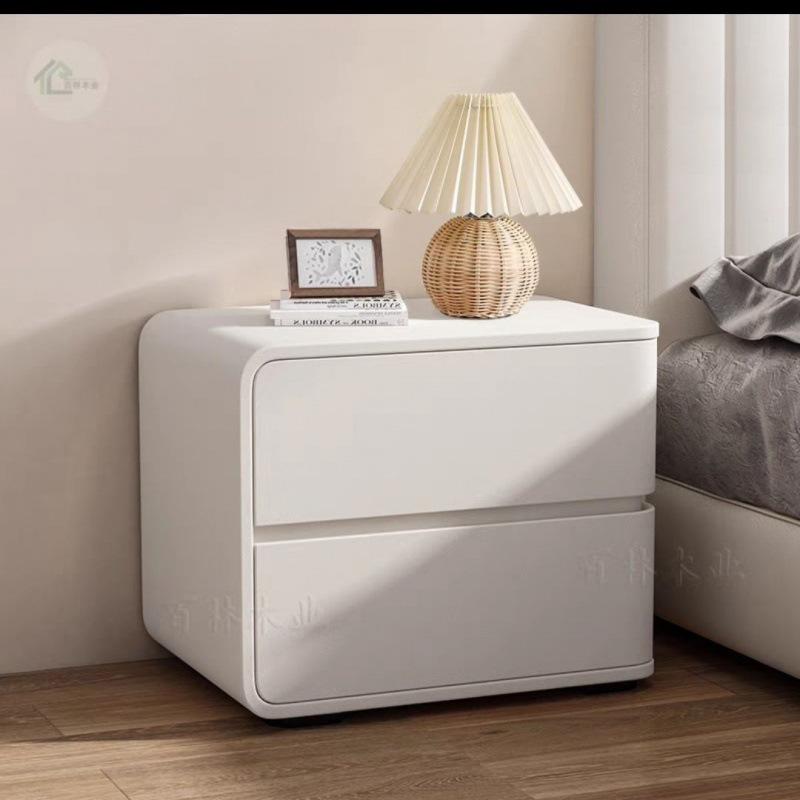 Modern Cream Leather Bedside Table - No Installation Needed