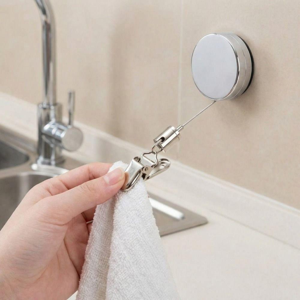 2PCS Automatic Retractable Towel Holder Self-Adhesive Work Card Holder ID Lanyard  Name Tag Display