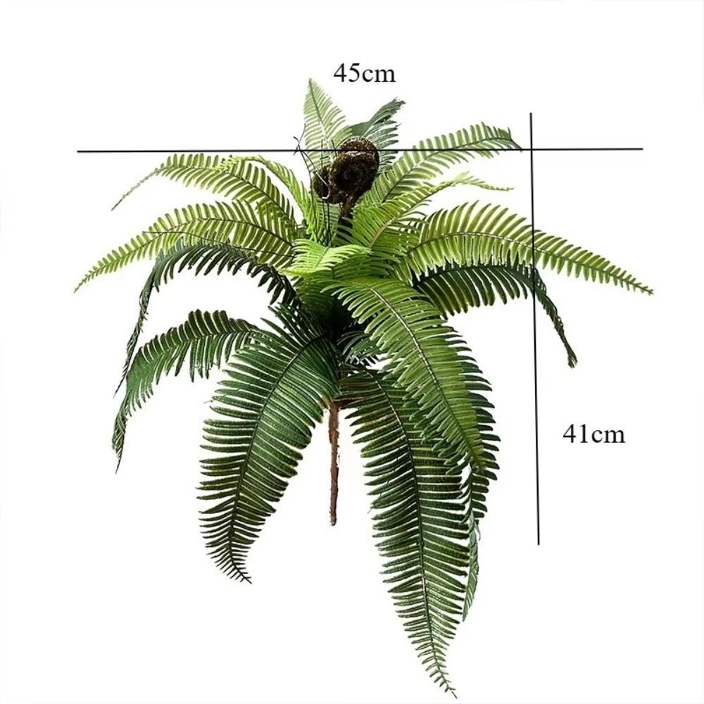 18 Leaves Artificial Boston Fern Soft Plastic DIY Landscaping Fake Plants UV-resistant Material Artificial Greenery