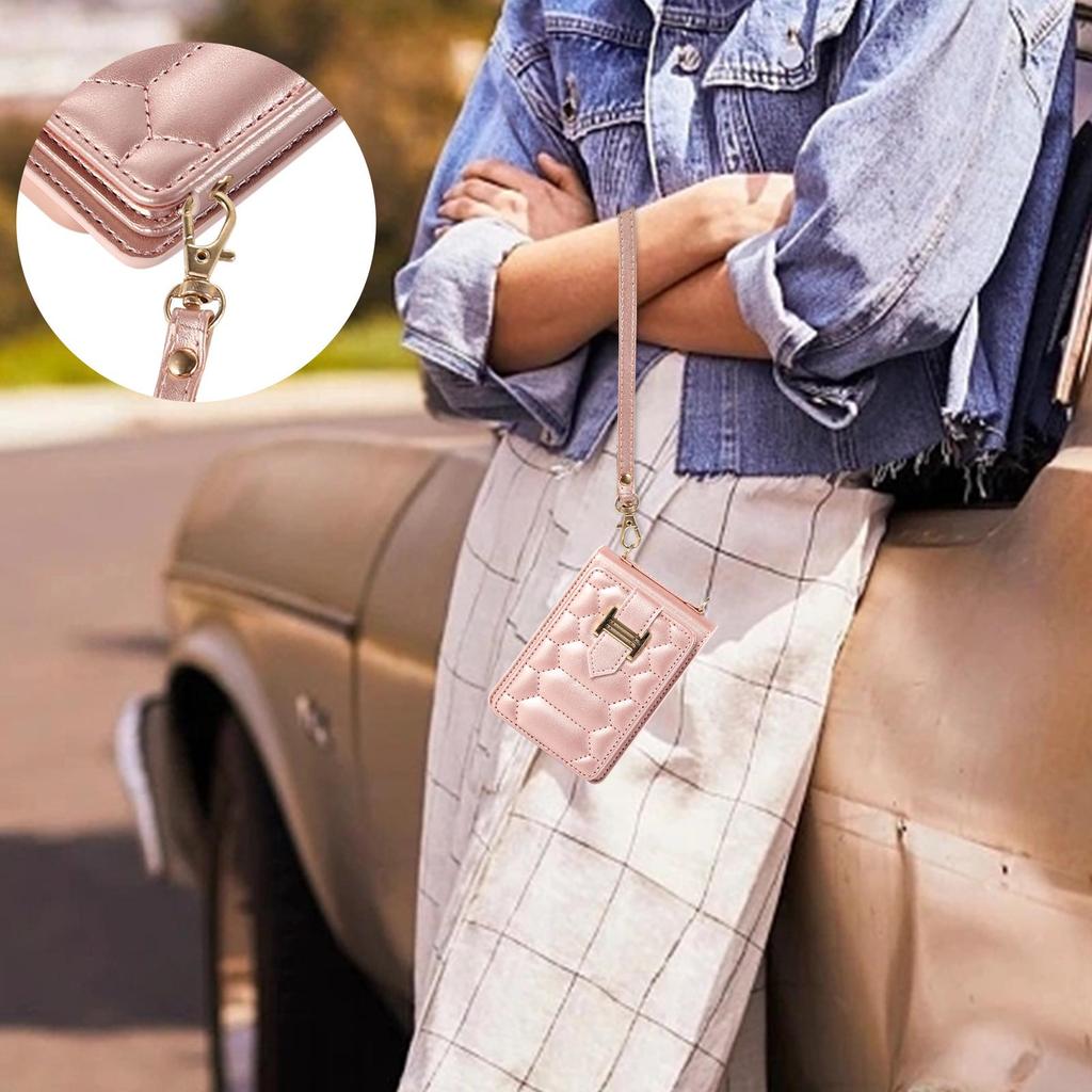 Z FLIP5 Small Diamond Color Matching Crossbody Phone Case with Card Holder.