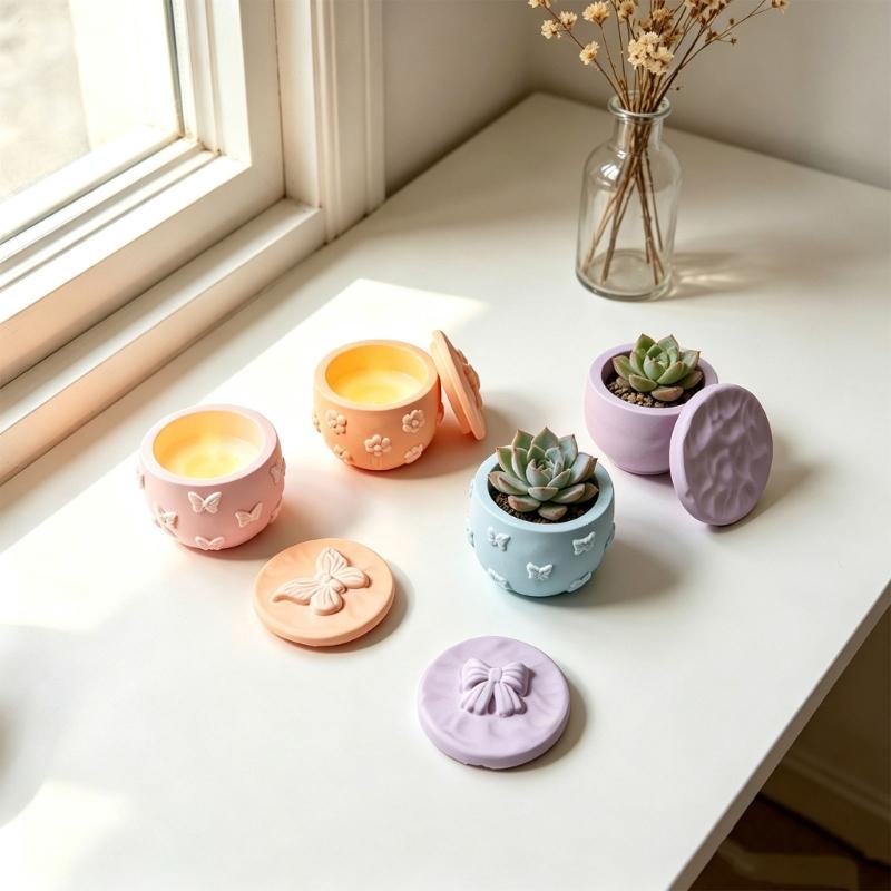 Silicone Container Casting Molds Two-Part for Creating a Matching Lid and Body with Waxes, Plasters, or Resins Crafts