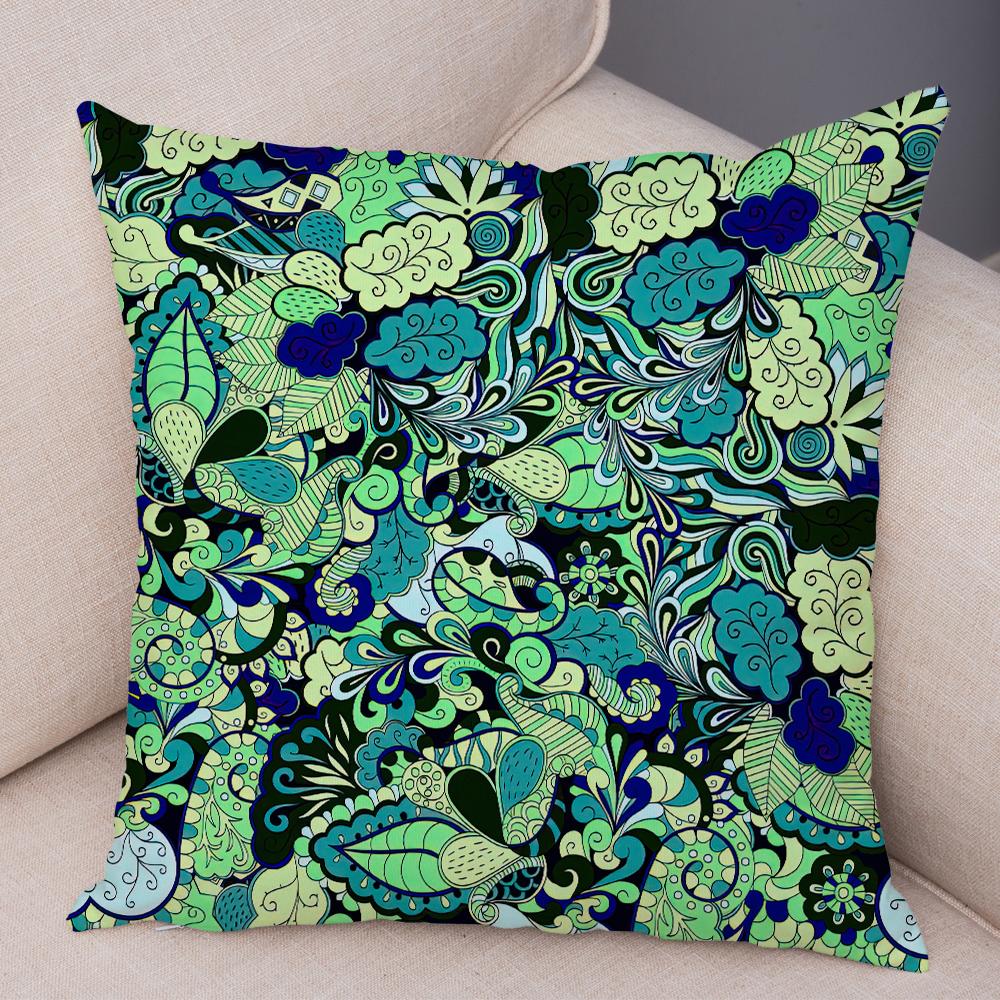 Bright Abstract Bohemian Floral Art Print Household Sofa Bedroom Decoration Pillow Cover Cushion Shell