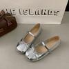 Ballet Style Flats Women's Summer 2025 New French Silver One-word Buckle Mary Jane Shoes with Skirt Single Shoes