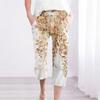 Pants For Women Casual Summer Printed Cotton And Linen Loose Pants Pocket Mid Leg Pants