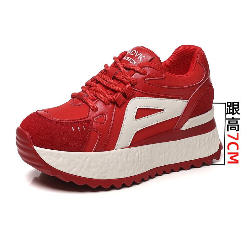 

8Cm platform sports shoes women s 2025 autumn and winter breathable inner height increase casual Forrest Gump white shoes student moral training shoes 40