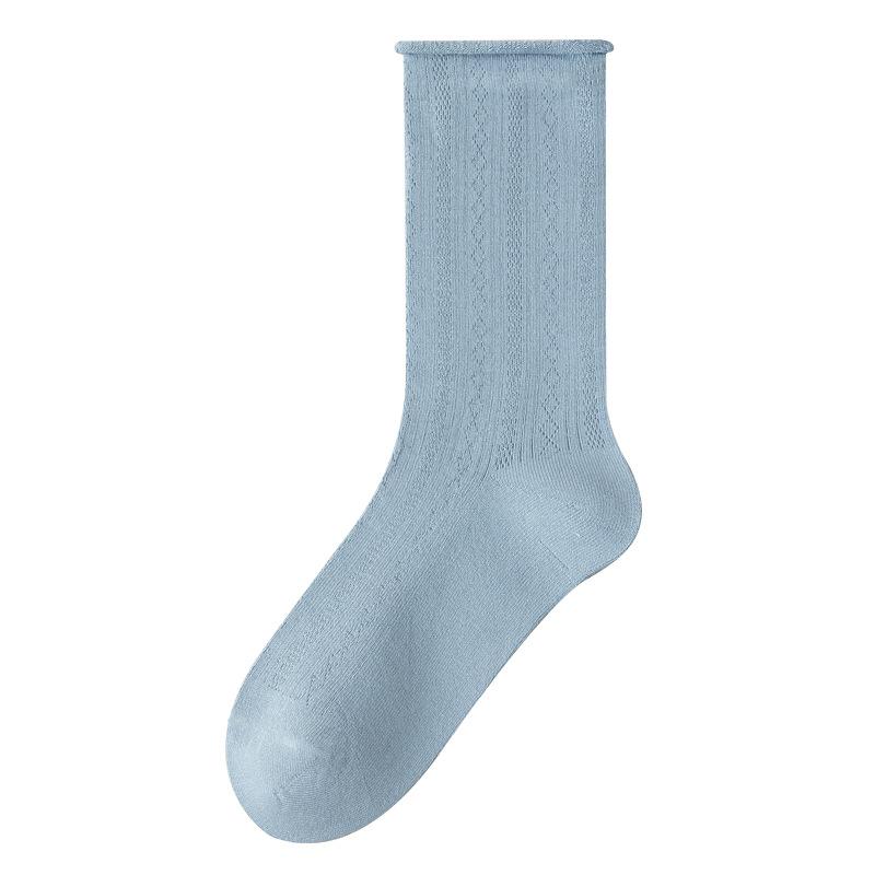 Summer Stacking Socks, Women's Ice Silk Cotton Breathable Mid-leg Socks, Anti-odor and Sweat-absorbing Thin Style